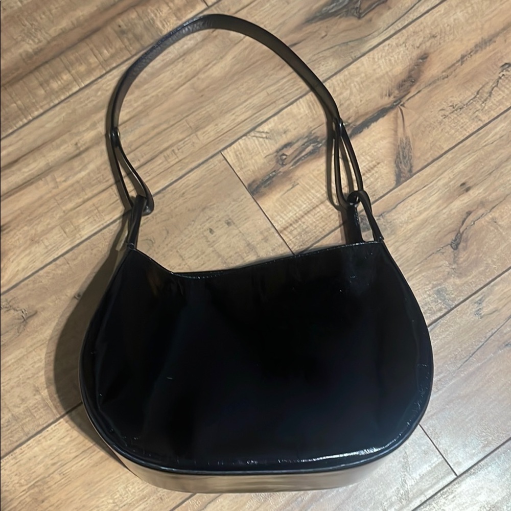 HOBO Black Crescent Shoulder Bag with Glossy Finish